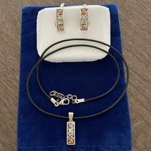 Silver necklace and earrings. New really nice summer color stones.